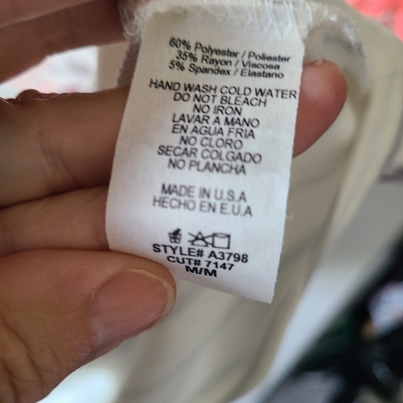 12 PM MON AMI Orange & Grey floral Short Sleeve French terry Top Size Medium NWT - Picture 9 of 9